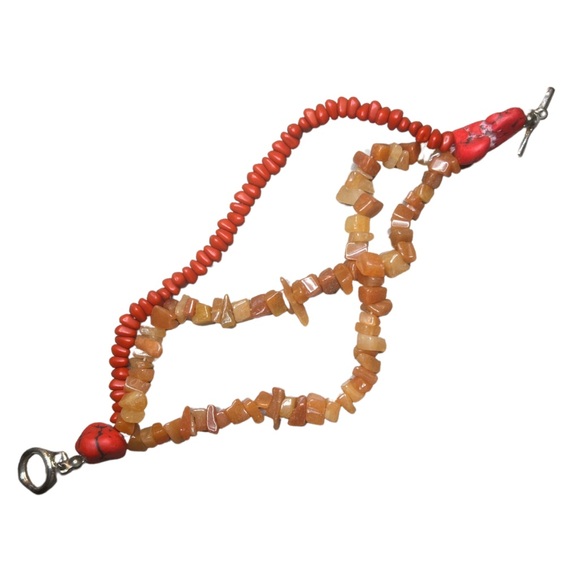 Coral & Carnelian 3 Strand Bracelet - Picture 1 of 3